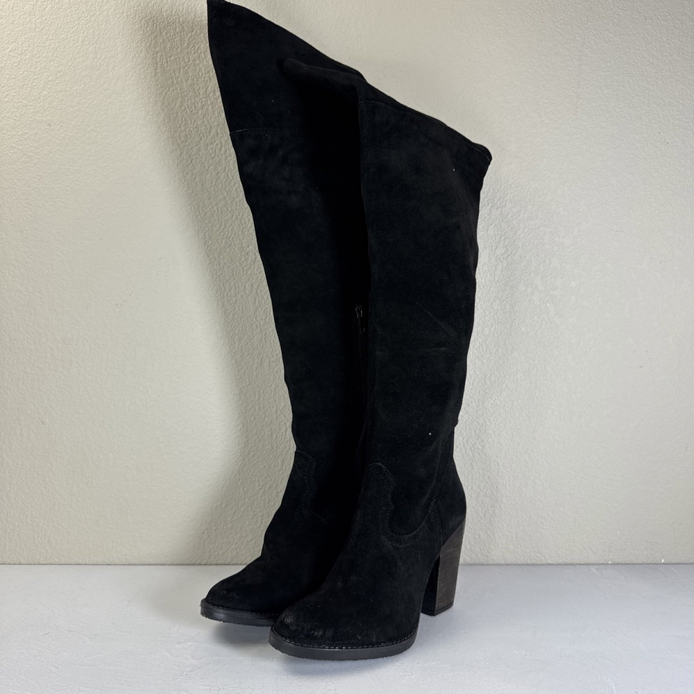 M&C Boots Women Tall Black Over‎ Knee Suede Western Classic